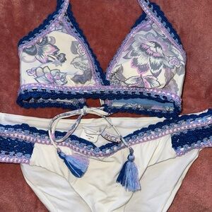 BECCA Floral Crochet Bikini Set with Tassels